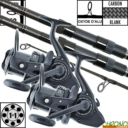 Ensemble Daiwa Black Widow 50mm 12' 3lbs (les 2) 1 Ensemble Daiwa Black Widow 50mm 12' 3lbs (les 2)