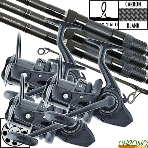 Ensemble Daiwa Black Widow 50mm 12' 3lbs (les 3) 1 Ensemble Daiwa Black Widow 50mm 12' 3lbs (les 3)