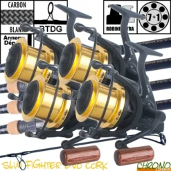 Ensemble Carp Design Slim Fighter Evo Cork 12' 3.5lbs KF9000 (les 4)