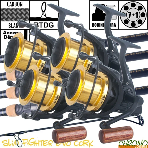 Ensemble Carp Design Slim Fighter Evo Cork 12' 3.5lbs KF9000 (les 4) 1 Ensemble Carp Design Slim Fighter Evo Cork 12' 3.5lbs KF9000 (les 4)